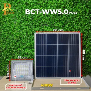 Đèn Pha Năng Lượng Mặt Trời BLUE CARBON BCT-WW5.0 (400W) - Cao cấp