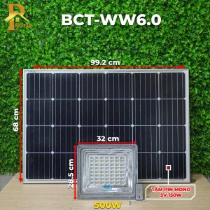 Đèn Pha Năng Lượng Mặt Trời BLUE CARBON BCT-WW6.0 (500W) - Tấm pin MONO