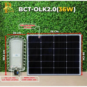 Đèn Đường Năng Lượng Mặt Trời BLUE CARBON BCT-OLK2.0 (36W)