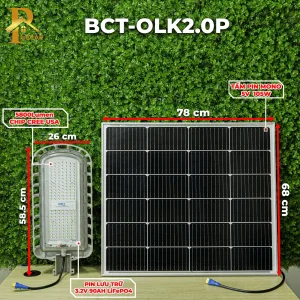 Đèn Đường Năng Lượng Mặt Trời BLUE CARBON BCT-OLK2.0P (56W) - Tấm pin 105W MONO
