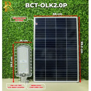 Đèn Đường Năng Lượng Mặt Trời BLUE CARBON BCT-OLK2.0P (56W) - Tấm pin 120W POLY