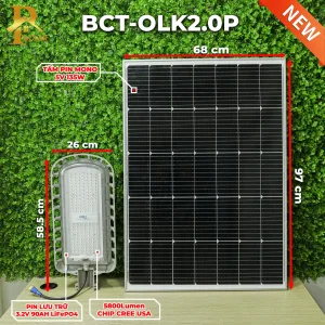 Đèn Đường Năng Lượng Mặt Trời BLUE CARBON BCT-OLK2.0P (56W) - Tấm pin 135W MONO