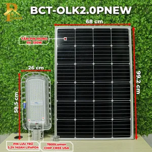Đèn Đường Năng Lượng Mặt Trời BLUE CARBON BCT-OLK2.0P NEW (56W) - Tấm pin 120W MONO