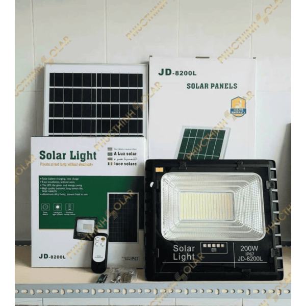Đèn pha năng lượng mặt trời 200W JinDian JD-8200L