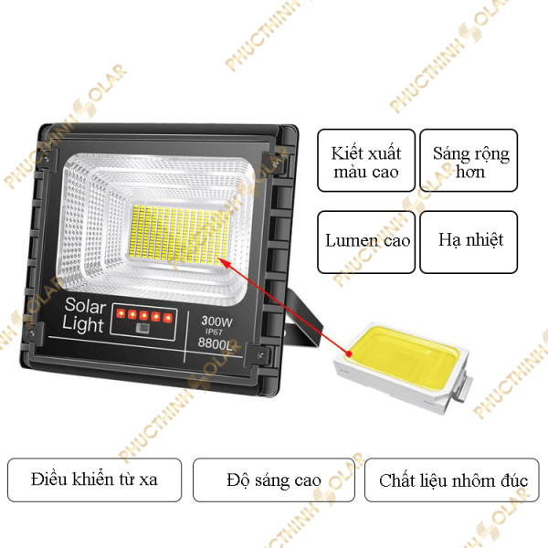 Đèn pha năng lượng mặt trời 300W JinDian JD-8300L