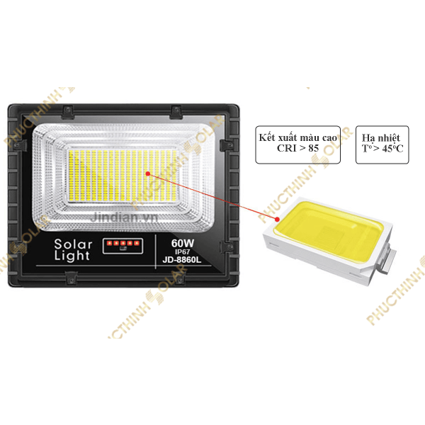 Đèn pha năng lượng mặt trời 200W JinDian JD-8200L