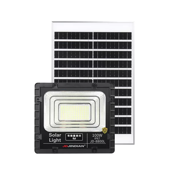 Đèn pha năng lượng mặt trời 100W JinDian JD-8800L - Ánh sáng vàng