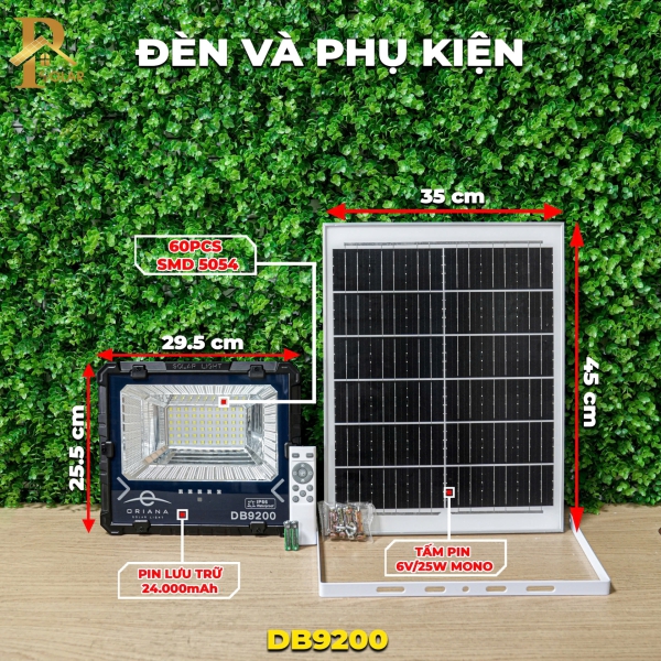 Đèn Pha Năng Lượng Mặt Trời ORIANA DB-9200 (200W)