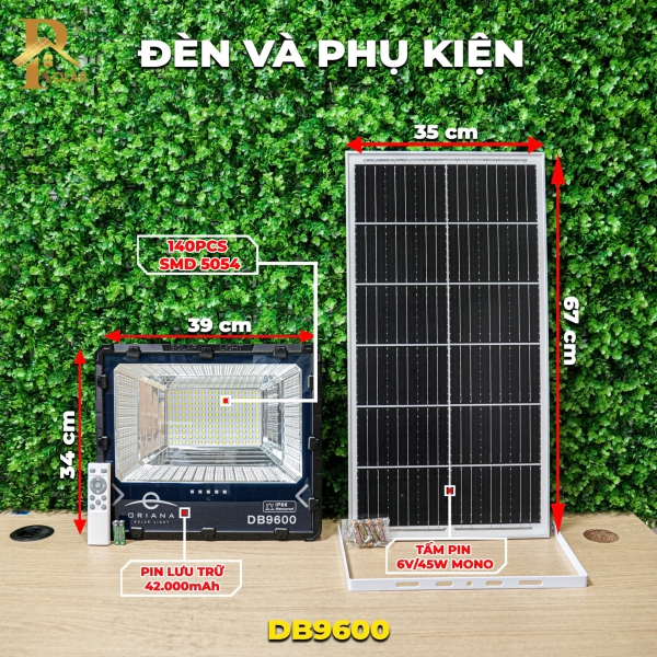 Đèn Pha Năng Lượng Mặt Trời ORIANA DB-9600 (600W)