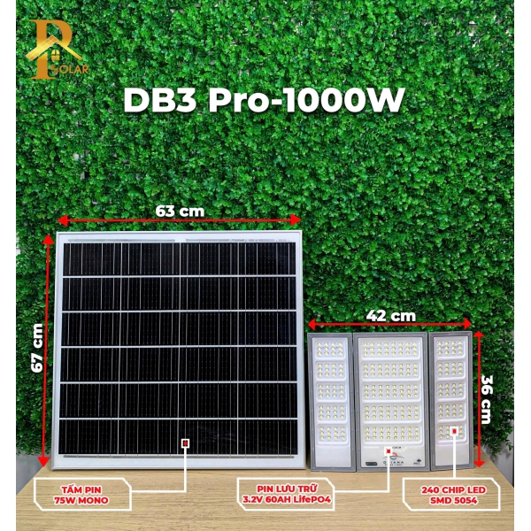 Đèn Pha Năng Lượng Mặt Trời ORIANA DB3-PRO-1000W (1000W)