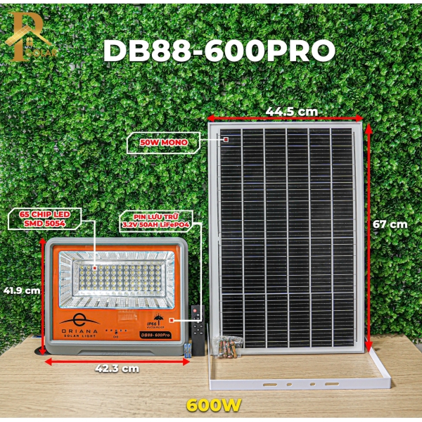 Đèn Pha Năng Lượng Mặt Trời ORIANA DB88-600PRO (600W)