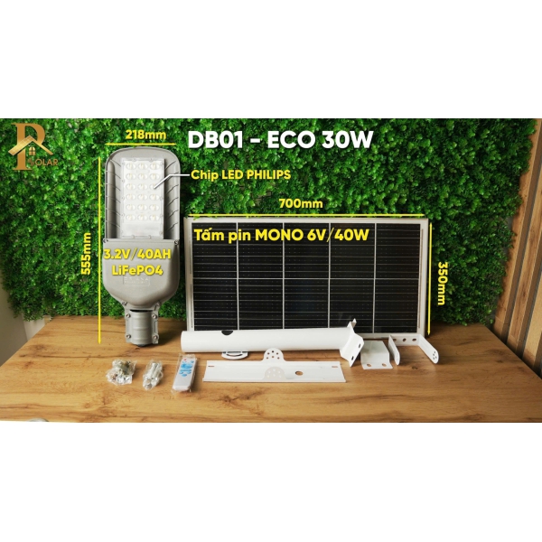 Đèn Đường Năng Lượng Mặt Trời ORIANA DB01-ECO (30W)