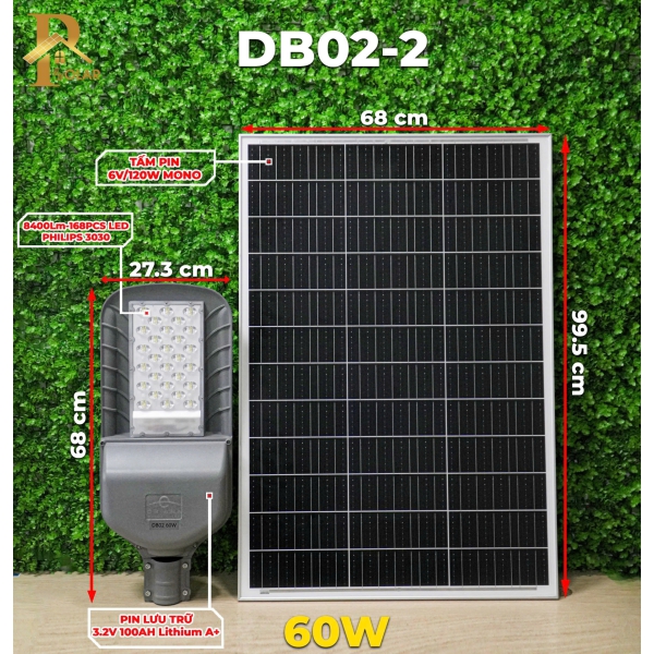 Đèn Đường Năng Lượng Mặt Trời ORIANA DB02-2 (60W)