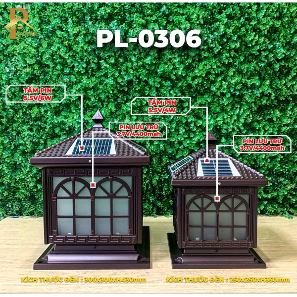 Đèn Trụ Cổng Mái Chùa ORIANA PL-0306 (300x300xH430)