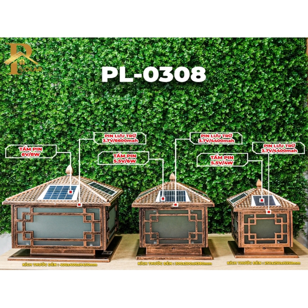Đèn Trụ Cổng Mái Chùa ORIANA PL-0308 (400×400×H450)