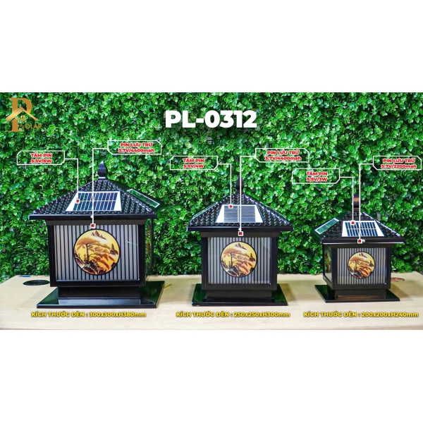 Đèn Trụ Cổng Mái Chùa ORIANA PL-0312 (250×250×H300)