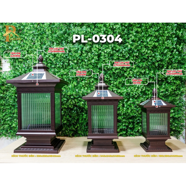Đèn Trụ Cổng Tháp Mái Chùa ORIANA PL-0304 (320x320xH640)