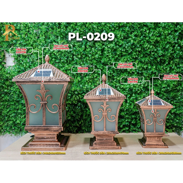 Đèn Trụ Cổng Tháp Mái Chùa ORIANA PL-0209 (340x340xH550)