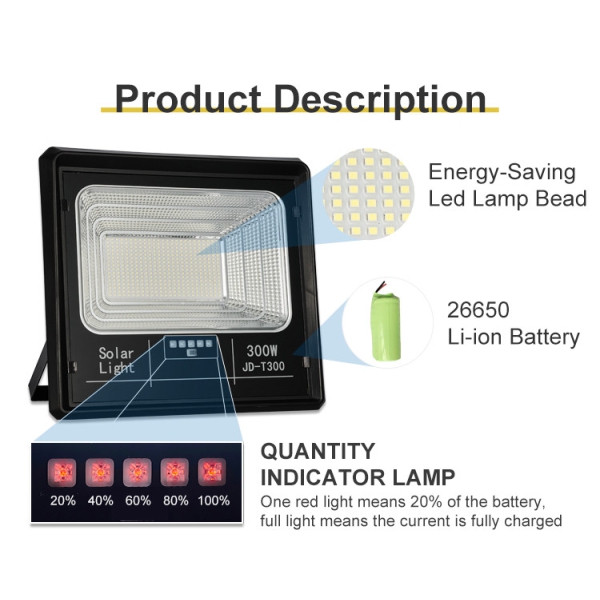 Đèn Pha Năng Lượng Mặt Trời JINDIAN JD-T100 (100W)