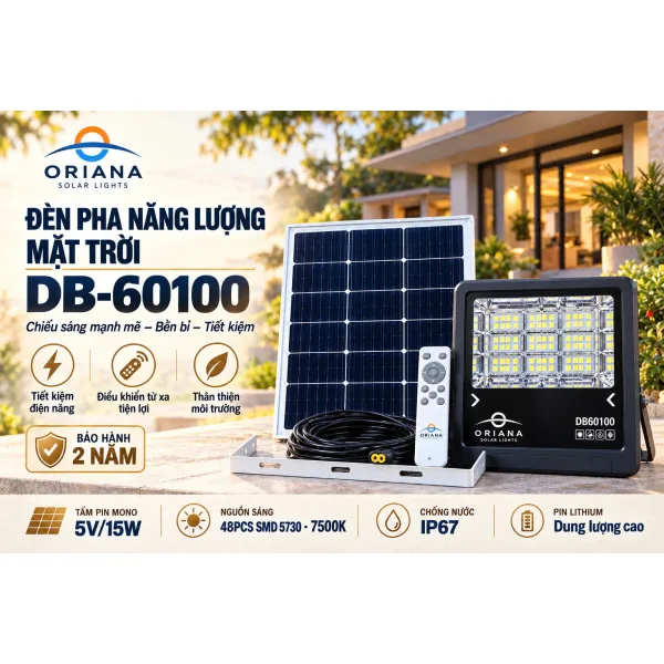 Đèn Pha Năng Lượng Mặt Trời ORIANA DB60100 (100W)