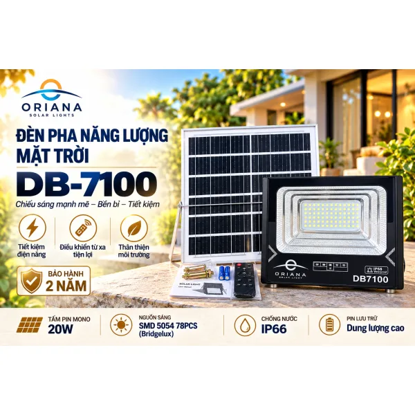 Đèn Pha Năng Lượng Mặt Trời ORIANA DB-7100 (100W)