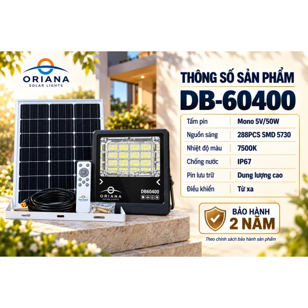 Đèn Pha Năng Lượng Mặt Trời ORIANA DB60400 (400W)