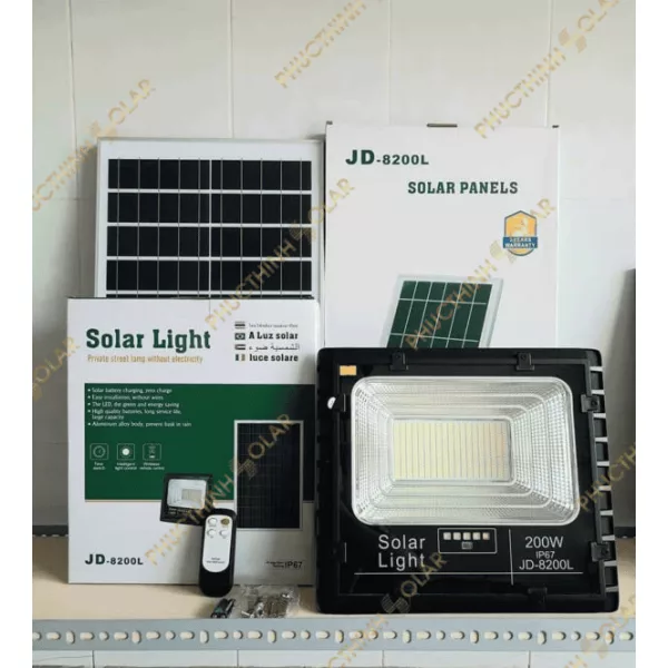Đèn pha năng lượng mặt trời 200W JinDian JD-8200L