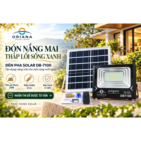 Đèn Pha Năng Lượng Mặt Trời ORIANA DB-7100 (100W)
