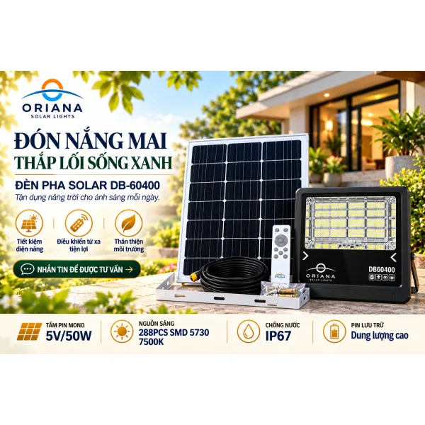 Đèn Pha Năng Lượng Mặt Trời ORIANA DB60400 (400W)