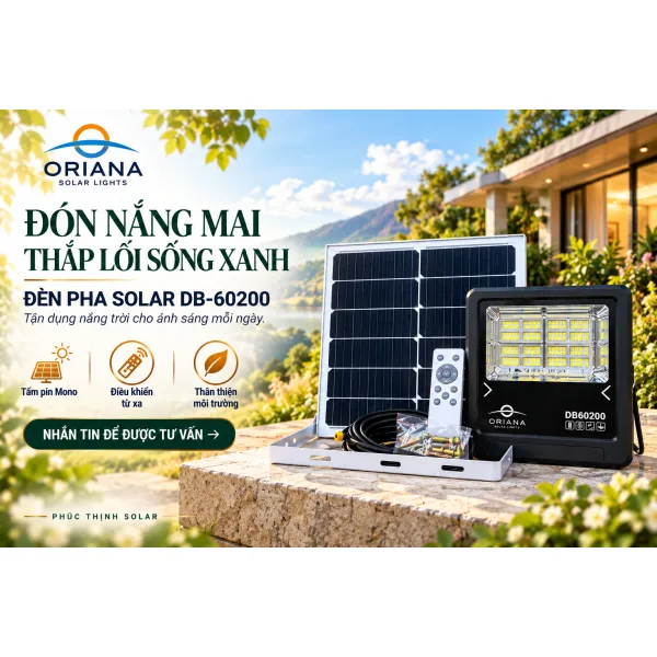 Đèn Pha Năng Lượng Mặt Trời ORIANA DB60200 (200W)