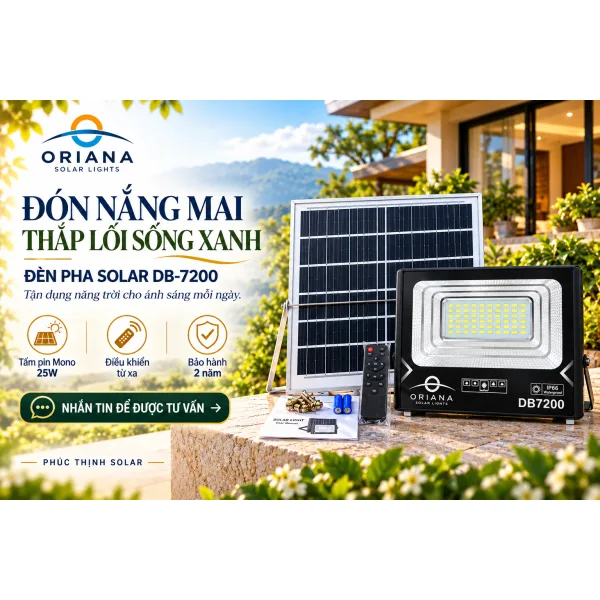 Đèn Pha Năng Lượng Mặt Trời ORIANA DB-7200 (200W)