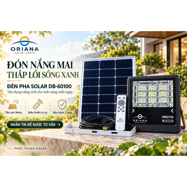 Đèn Pha Năng Lượng Mặt Trời ORIANA DB60100 (100W)