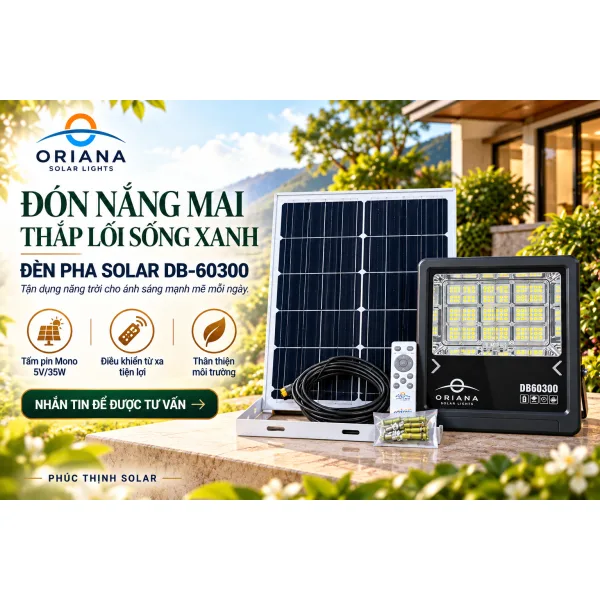Đèn Pha Năng Lượng Mặt Trời ORIANA DB60300 (300W)
