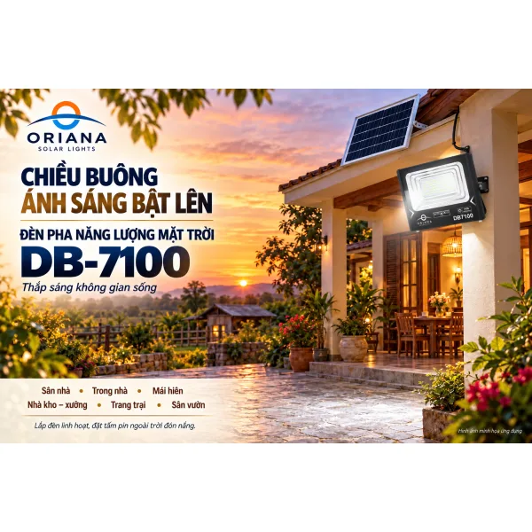 Đèn Pha Năng Lượng Mặt Trời ORIANA DB-7100 (100W)