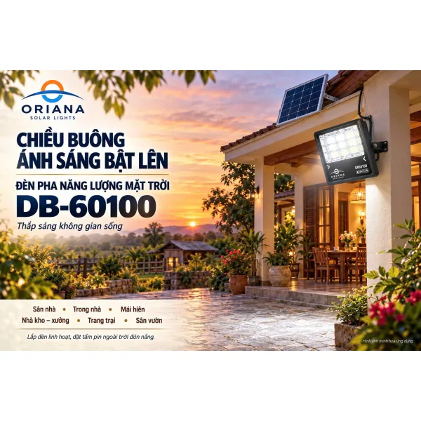 Đèn Pha Năng Lượng Mặt Trời ORIANA DB60100 (100W)