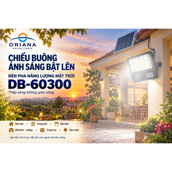 Đèn Pha Năng Lượng Mặt Trời ORIANA DB60300 (300W)