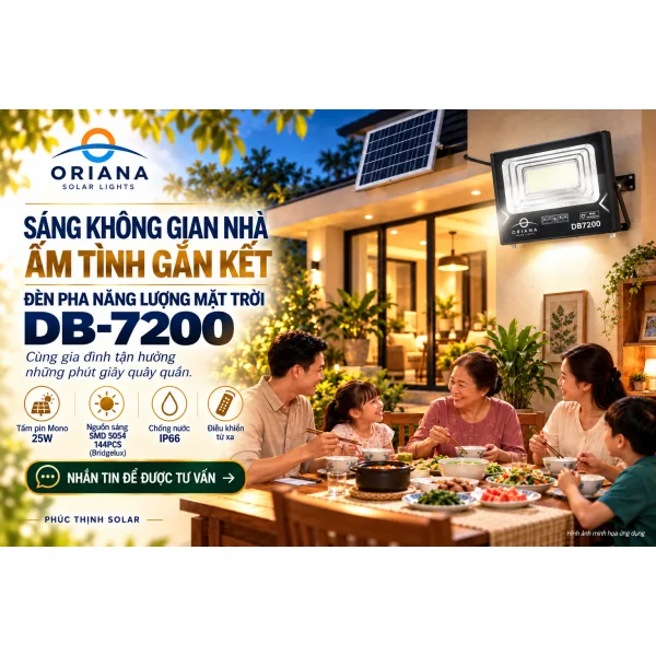 Đèn Pha Năng Lượng Mặt Trời ORIANA DB-7200 (200W)
