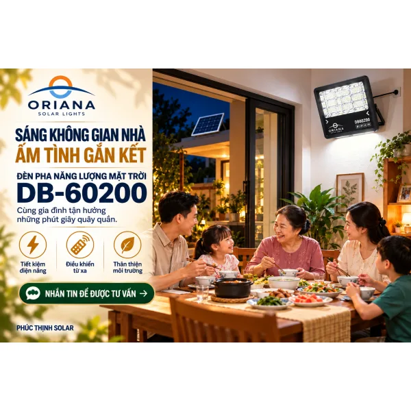 Đèn Pha Năng Lượng Mặt Trời ORIANA DB60200 (200W)