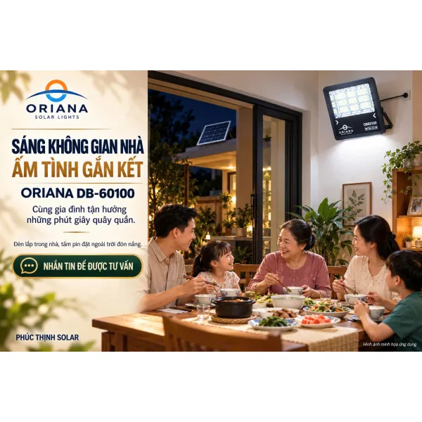 Đèn Pha Năng Lượng Mặt Trời ORIANA DB60100 (100W)