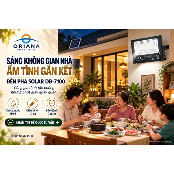 Đèn Pha Năng Lượng Mặt Trời ORIANA DB-7100 (100W)