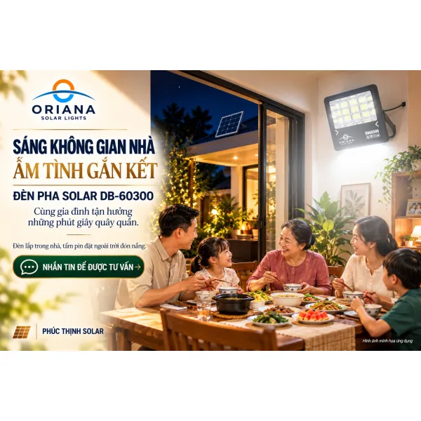 Đèn Pha Năng Lượng Mặt Trời ORIANA DB60300 (300W)