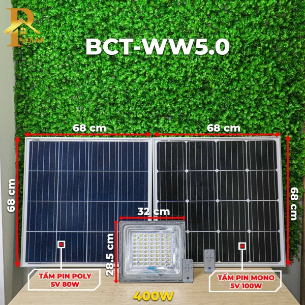 Đèn Pha Năng Lượng Mặt Trời BLUE CARBON BCT-WW5.0 (400W) - Cao cấp