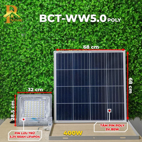 Đèn Pha Năng Lượng Mặt Trời BLUE CARBON BCT-WW5.0 (400W) - Cao cấp