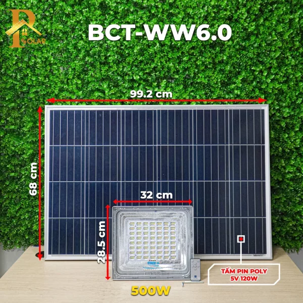 Đèn Pha Năng Lượng Mặt Trời BLUE CARBON BCT-WW6.0 (500W) - Cao cấp