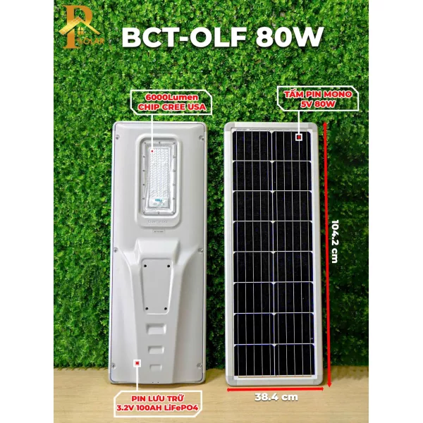 Đèn đường năng lượng mặt trời 80W Blue Carbon BCT-OLF-80W