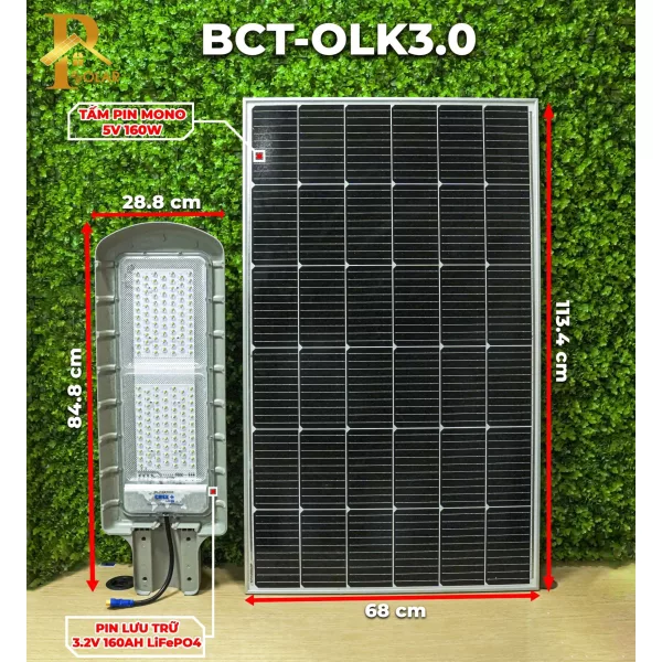 Đèn đường năng lượng mặt trời 80W Blue Carbon BCT-OLK3.0