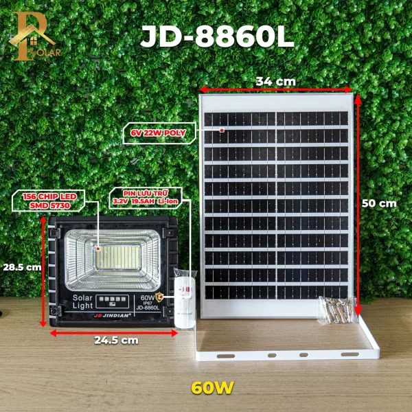 Đèn pha năng lượng mặt trời 60W JinDian JD-8860L