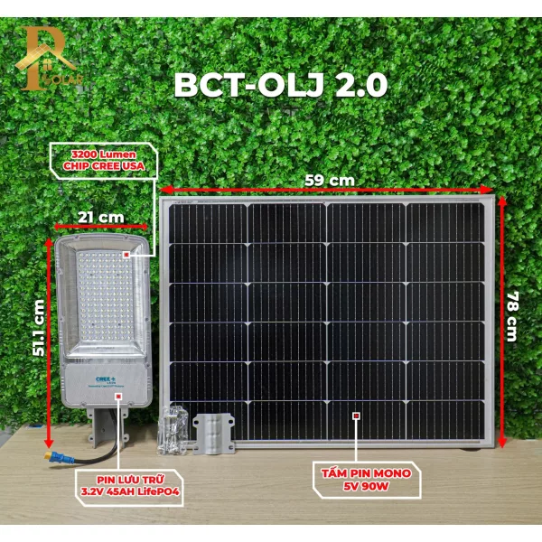 Đèn Năng Lượng Mặt Trời Blue Carbon 30W BCT - OLJ2.0