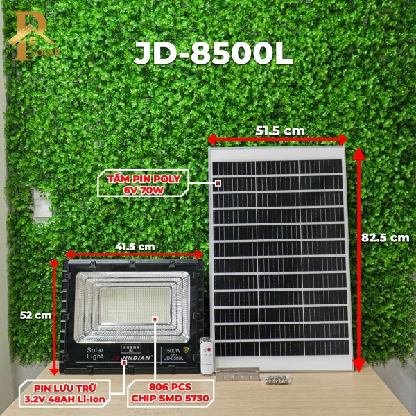 Đèn pha năng lượng mặt trời 500W JinDian JD-8500L