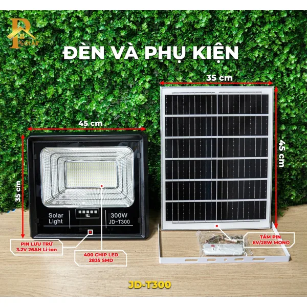 Đèn Pha Năng Lượng Mặt Trời JINDIAN JD-T300 (300W)